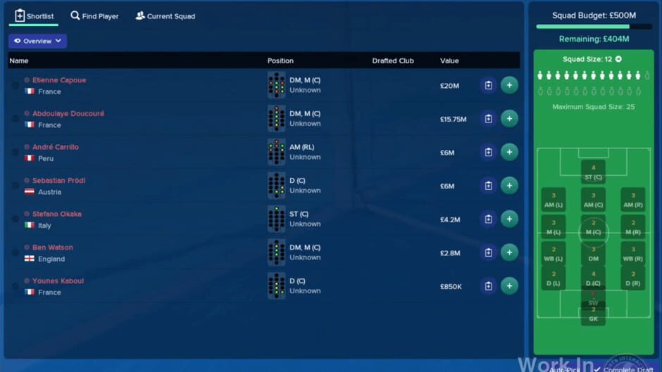 Capture de Football Manager 2018