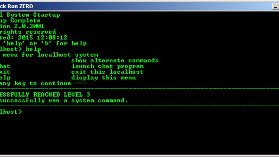Capture de Hack Run Zero
