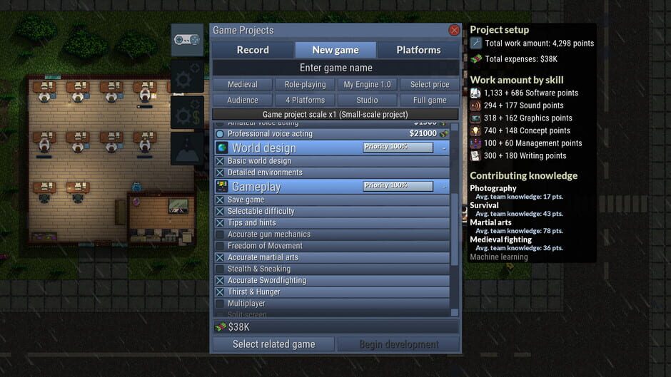 Capture de Game Dev Studio