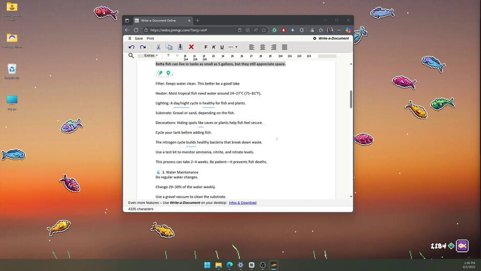 Capture de Desktop Fishes