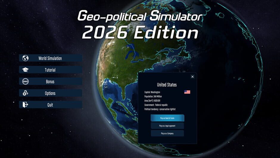 Capture de Geo-Political Simulator 2026 Edition