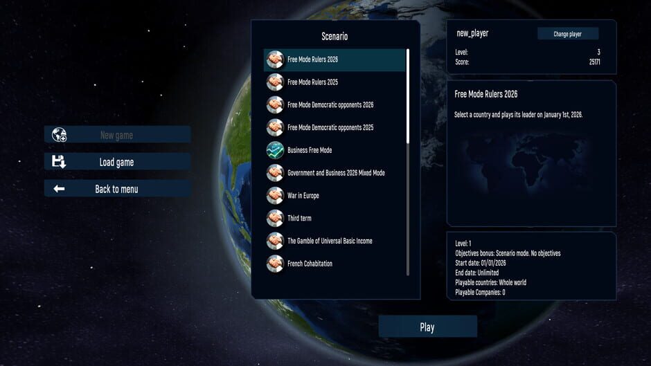 Capture de Geo-Political Simulator 2026 Edition