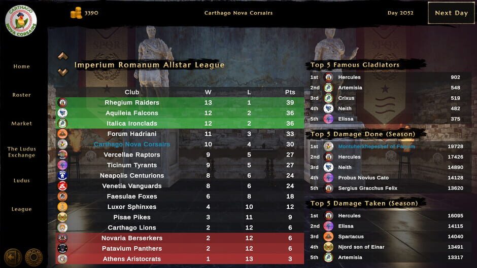 Capture de Ludus Magnatus: Gladiator Manager Simulator