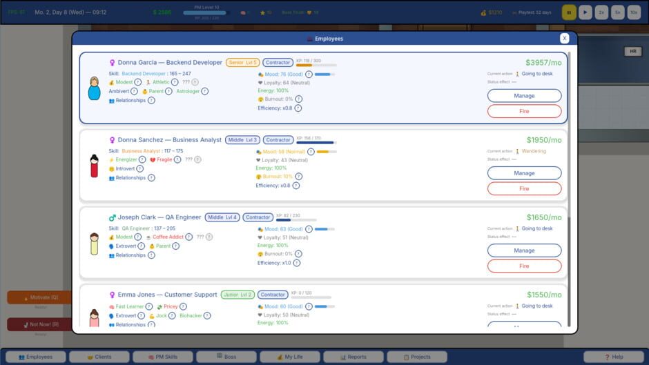 Capture de Project Manager Sim