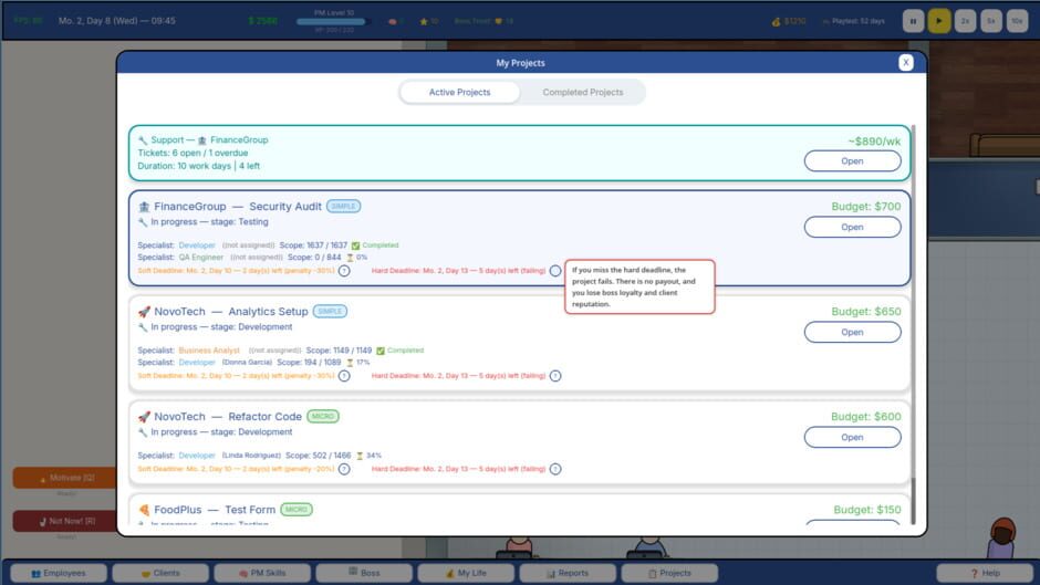 Capture de Project Manager Sim