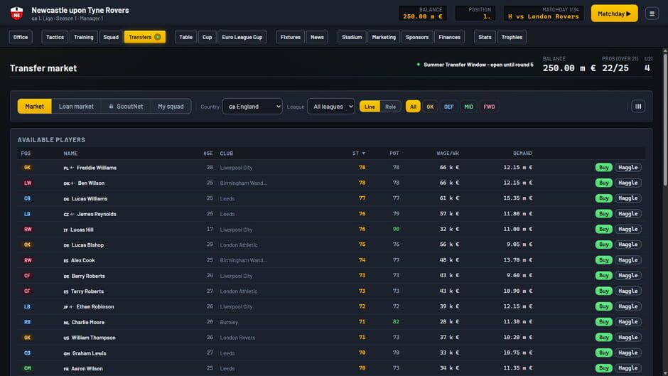 Capture de Halftime Manager