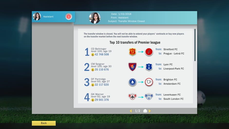Capture de Football, Tactics & Glory