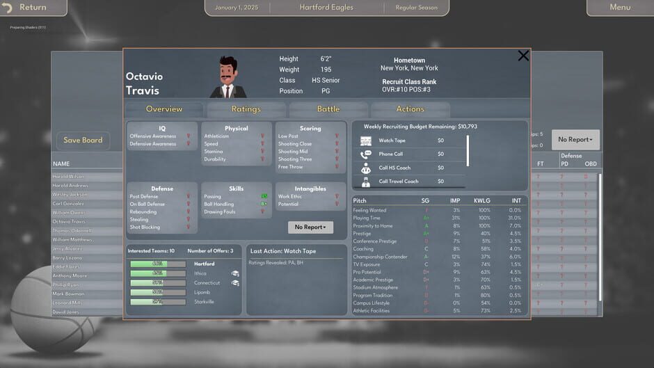 Capture de College Basketball Manager