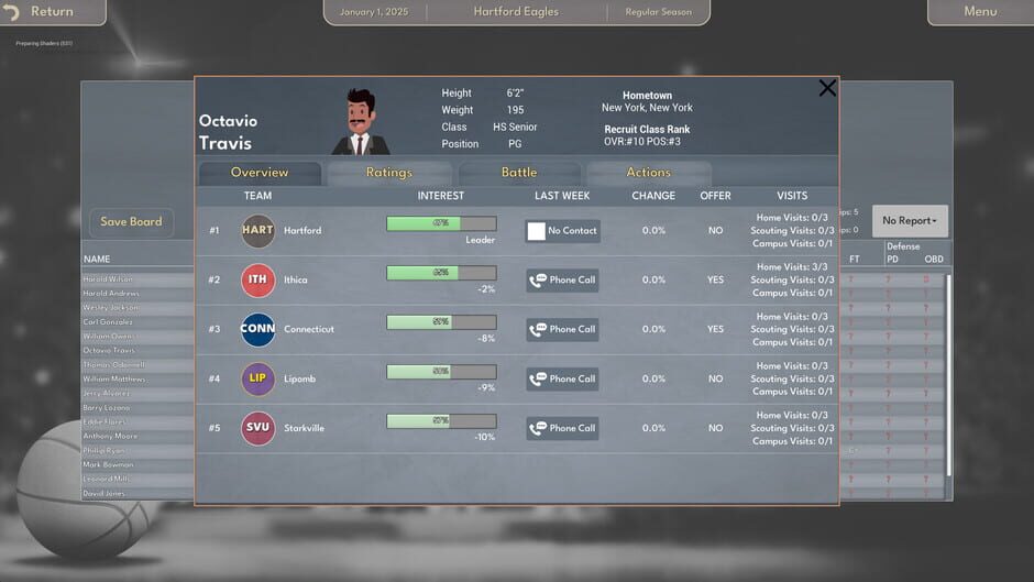 Capture de College Basketball Manager