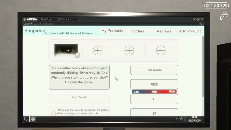 Capture d’E-Commerce Simulator 2025