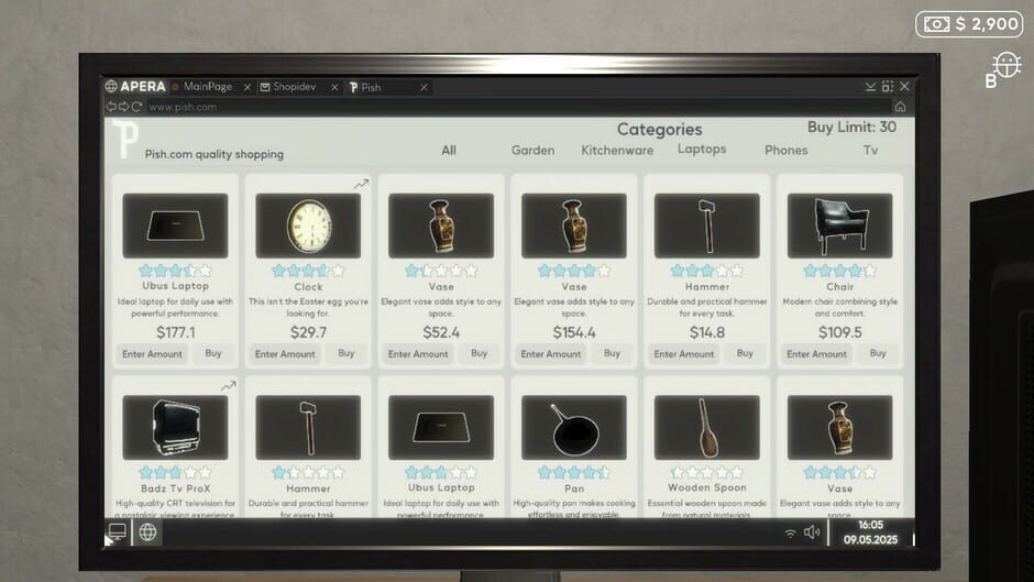 Capture d’E-Commerce Simulator 2025