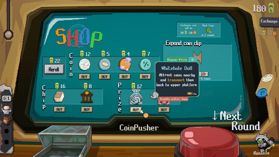 Capture de Raccoin: Coin Pusher Roguelike
