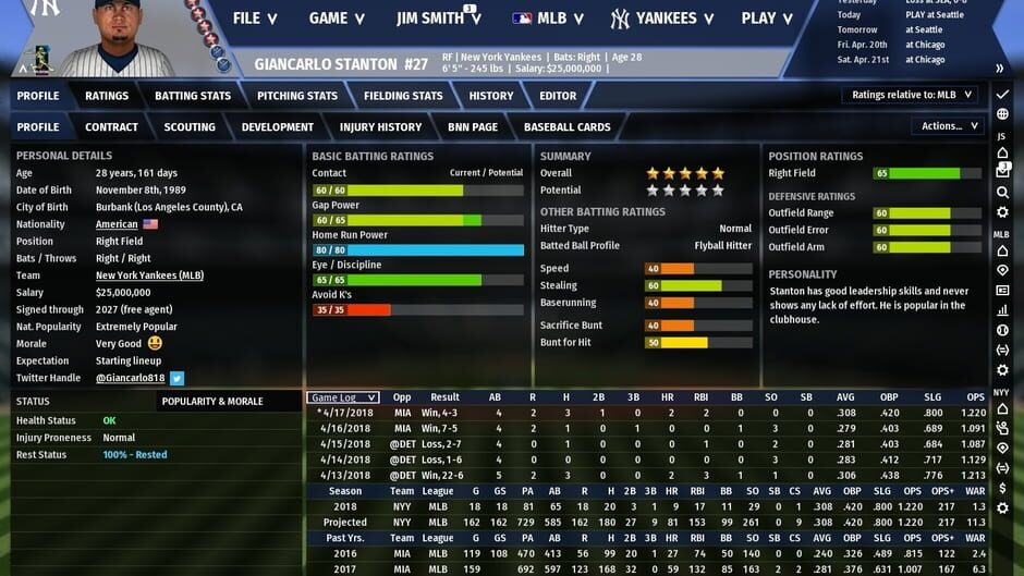 Capture d’Out of the Park Baseball 19
